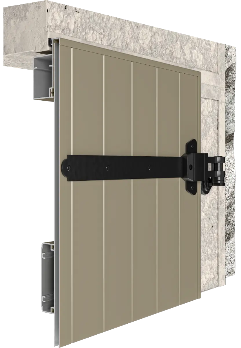 Traditional pannelled shutter with reinforcement 3D model